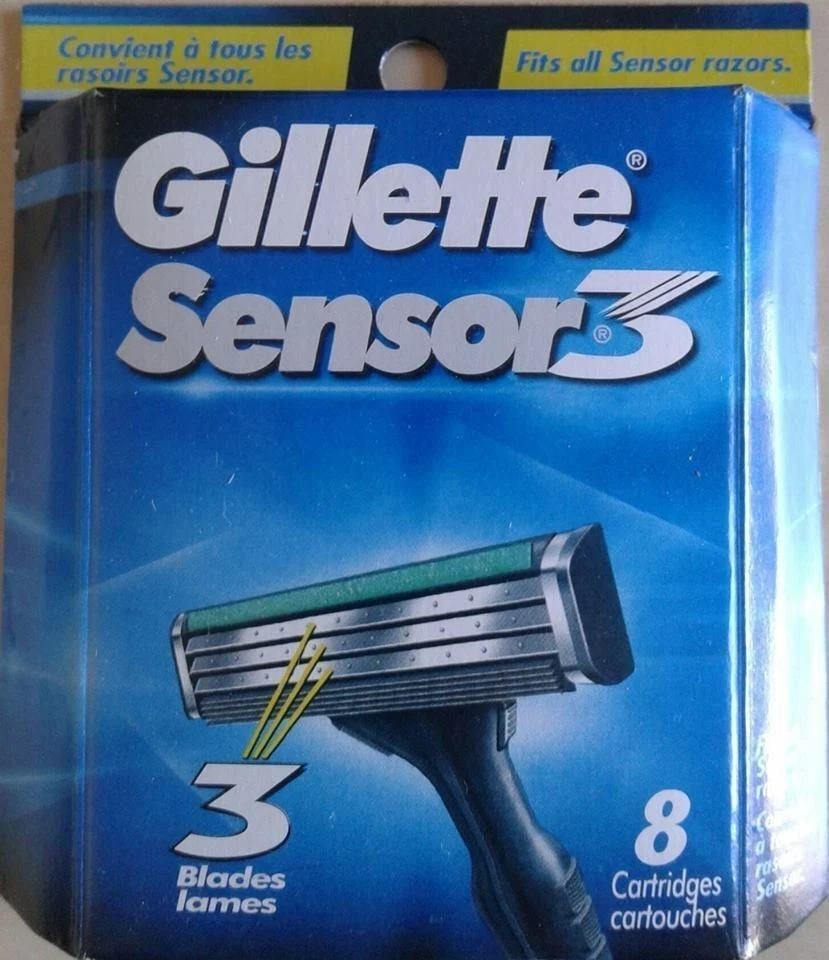 80 CARTUCHOS DE RECARGA GILLETTE SENSOR 3 HOJAS DE AFEITAR - 10 PAQUETES EN TOTAL (8 ea) Foto 2 de 4