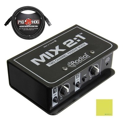Radial Engineering Mix 2:1 Two-Channel Audio Combiner & Mixer Bundle with Pig...