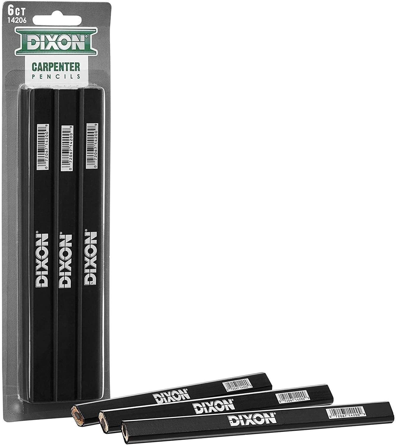 DIXON Industrial Carpenter Pencils, Medium, Black and Silver, 6-Pack, (14206)