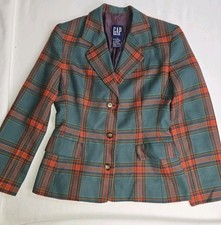Vintage Gap Plaid Women's Blazer Tartan Worsted Wool Size 2