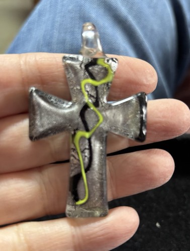 Murano Style Glass Cross Pendant