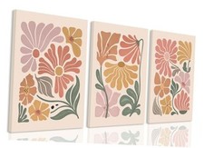 TBKHUDBI Flower Canvas Wall Art Abstract Floral Pictures 12"x16" Canvas Boho