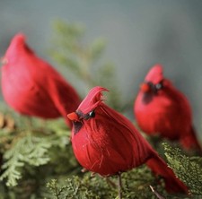 Factory Direct 12 Bright Red Artificial Cardinal Birds with Clips