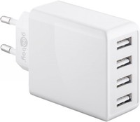 4 Port Usb LadegeräT / Netzteil, 4X USB-A, 30W, Weiß