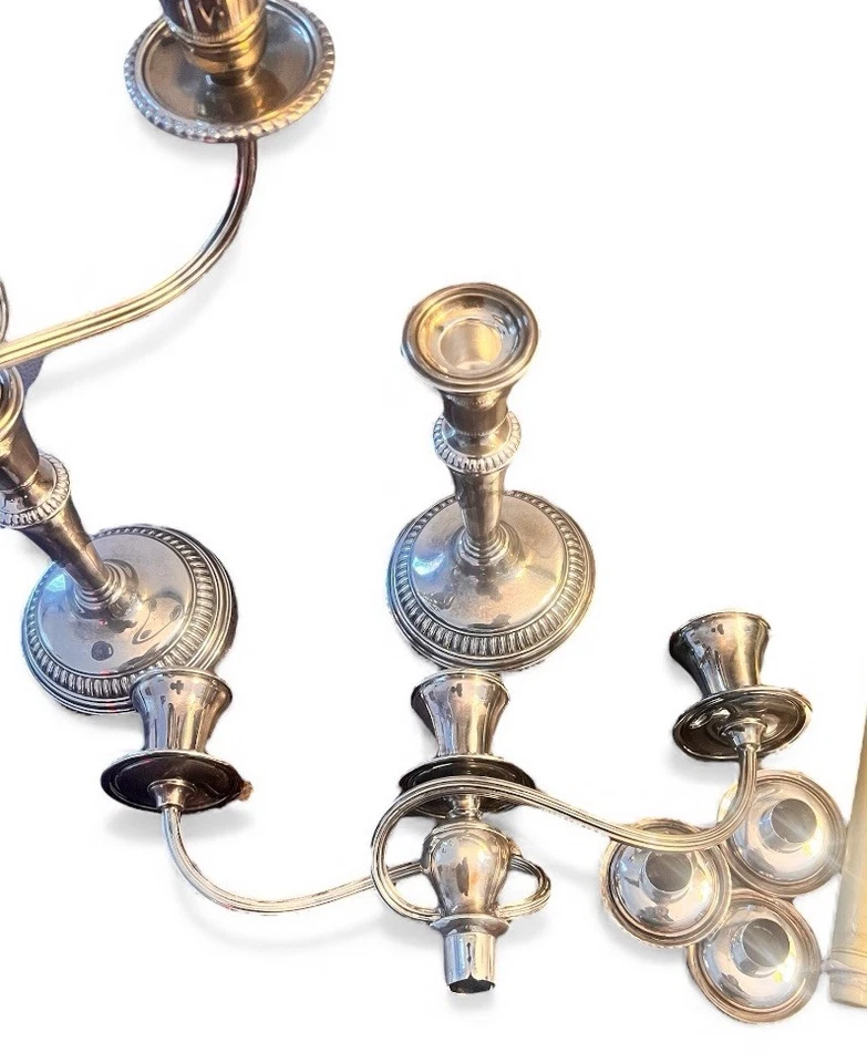 Candelabro Birks Regency Plate plateado 12” de alto y 13” de ancho EP cobre (2) Foto 3 de 4