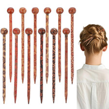 12 PCS Wooden Hair Sticks, Boho Vintage Japanese Chinese Hairpin Decorative Hanf