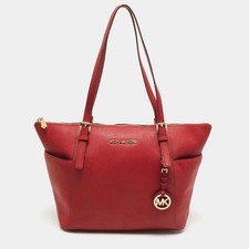 Borsa MICHAEL Michael Kors in pelle saffiano rossa Jet Set con zip superiore