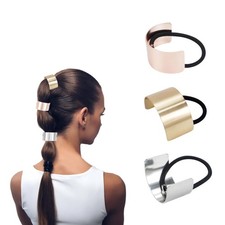 3 Colors Metal Hair Ties,Golden Silvery Rose Gold Ponytail Cuff for Thick Hai...
