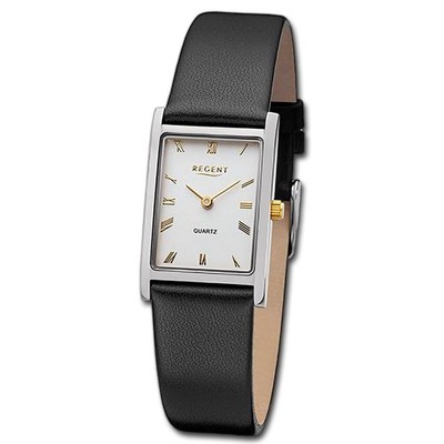 Regent Damen Armbanduhr Analog Lederarmband schwarz URF1301