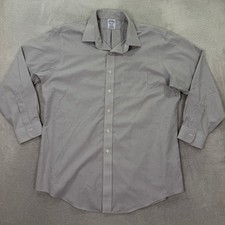 Brooks Brothers Mens 17-33 Dress Shirt Regent Gray Gingham Supima Cotton NonIron