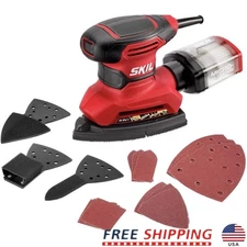 Powerful Detail Sander W/ Dust Collection 4-in-1 Attachments Easy Sheet Change