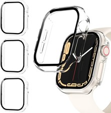 3 Pack Hard PC Bumper Case for Apple Watch Series 9/8 41mm HD Tempered Glass
