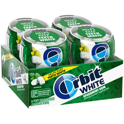 WHITE Spearmint Sugar Free Mint Sugarless Fresh Breath Chewing Gum, 40 Piece Res