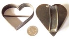 2 ANTIQUE TIN HEART COOKIE CUTTERS - ONE WITH HANDLE - PRIMITIVE FOLK ART — photo 1