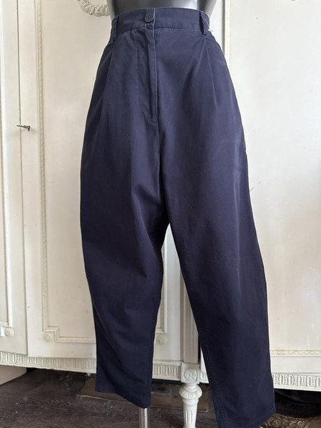 Women COS Trousers Navy Cotton M #6P1D