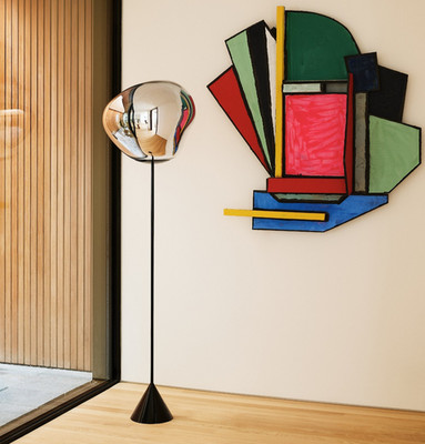 [1200£] Tom Dixon Melt Floor Light Base | Slim Cone Steel & Carbon Fibre, Black