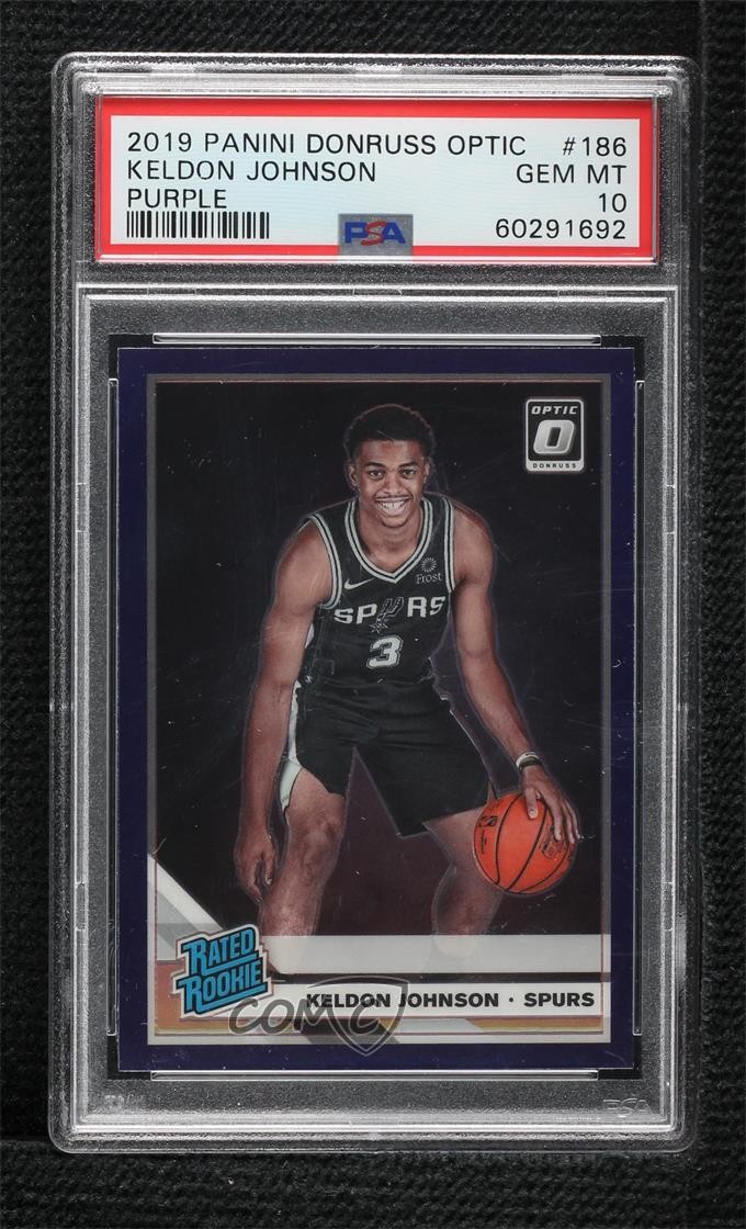 2019 Donruss Optic Rated Purple Prizm Keldon Johnson #186 PSA 10 Rookie RC 1nx0