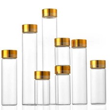 Bulk Buy Empty 5ml-200ml Clear Glass Jar Bottles With Aluminum Gold Line Caps AP