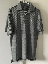 Turtleson Men's Athletic Performance Dark Green Striped Golf Polo Shirt Size M