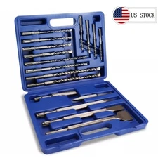 17PC SDS-Plus Rotary Hammer Drill Bits and Chisel Set for Concrete Stone