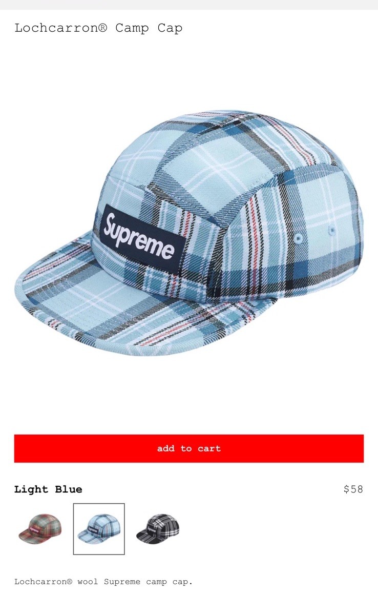 Supreme Lochcarron Blue Plaid Box Logo Camp Cap Hat FW25 AUTHENTIC