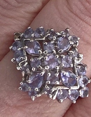 Sterling Silber 925 Cluster Cocktail Ring Tansanit lila Steine Größe 8