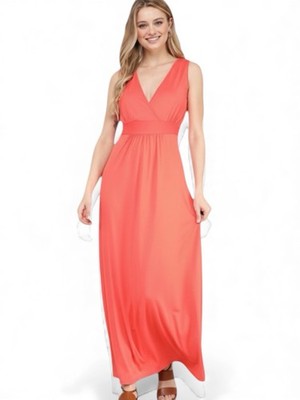 Boutique Dress: Women's Sleeveless Coral Maxi Dress NWT