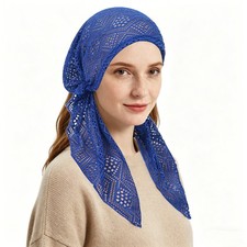 Muslim Women Lace Hollow Out Hat Long Tail Bonnet Head Cover Cap Islamic Beanie