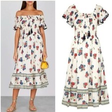 Tory Burch Meadow Folly Cotton Voile Floral Multi Midi Dress | M $398