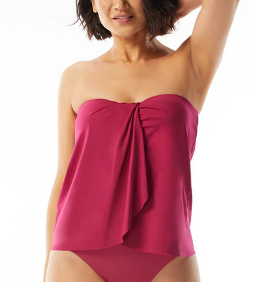 Contours by Coco Reef X2852 Clarity Bandeau Tankini Top, Deep Fuchsia, 14/38D