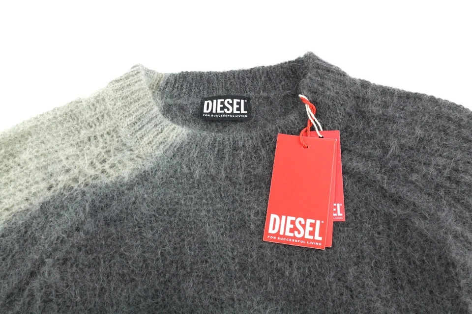 DIESEL K-Osimo Men Jumper XXL Pullover Mohair Wool Blend Knitted RRP€350 Grey - Image 4 of 4