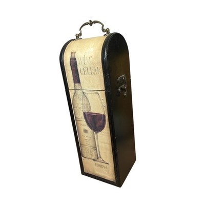 Vintage Wine Cellar Storage Box Wooden Single Bottle Secure Clasp Gently Used