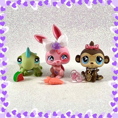   Littlest Pet Shop  LPS Tubes Monkey Iguana Rabbit 499 500 501 w/ accessories
