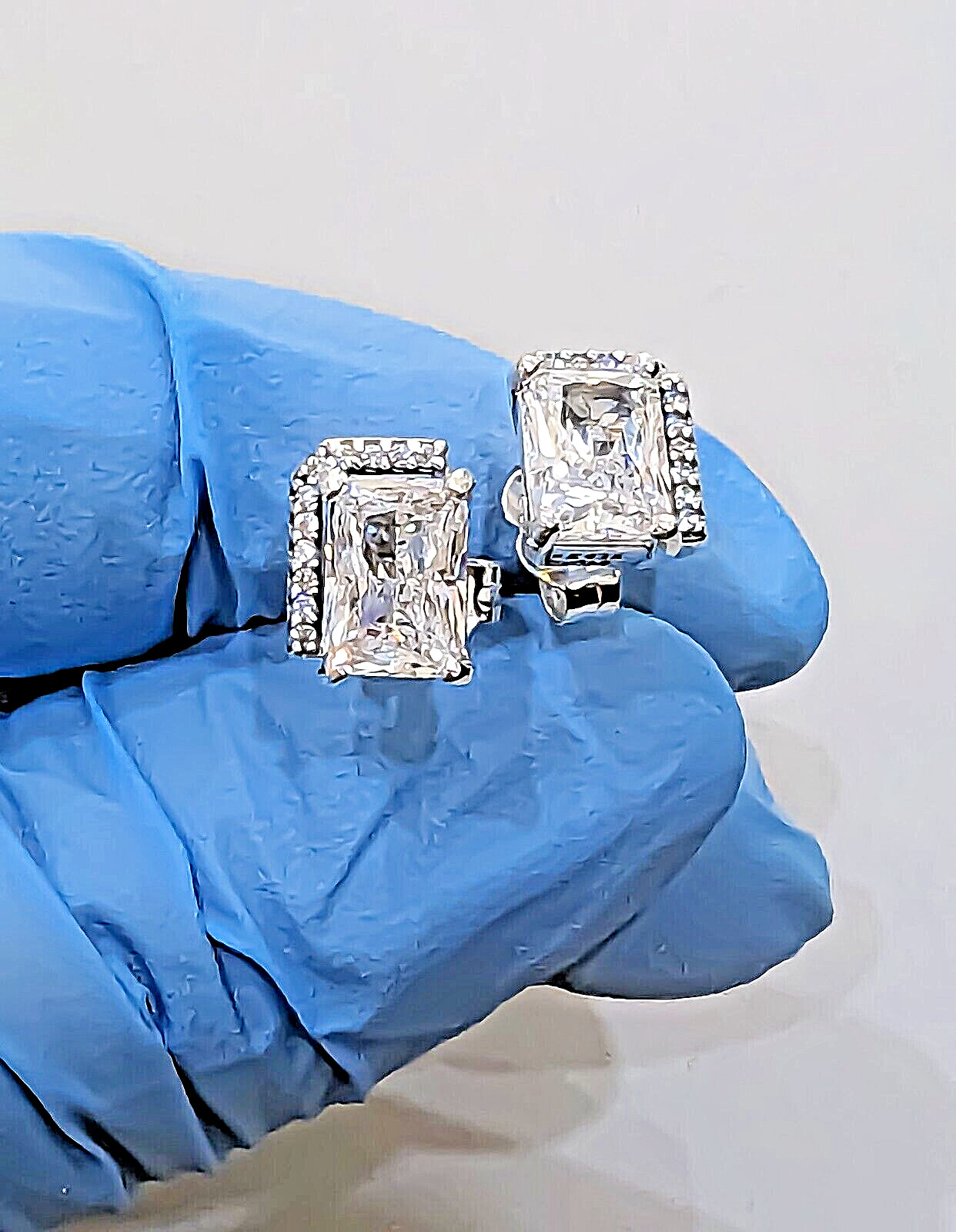 Genuine Authentic PANDORA 292380C01 Rectangular Sparkling Halo Crystal Earrings