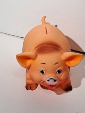 VINTAGE SOFT PLASTIC PIGGY SQUEEKY TOY TAIWAN 5.5