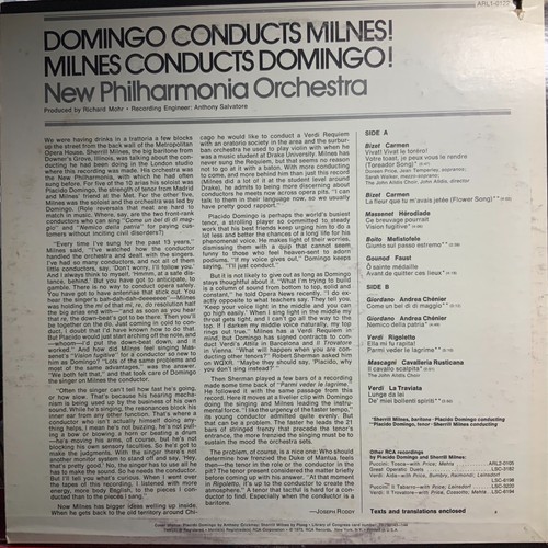 DOMINGO CONDUCTS MILNES-MILNER CONDUCTS DOMINGO-ORIGINAL RCA RED SEAL VINYL-USED - Picture 2 of 6