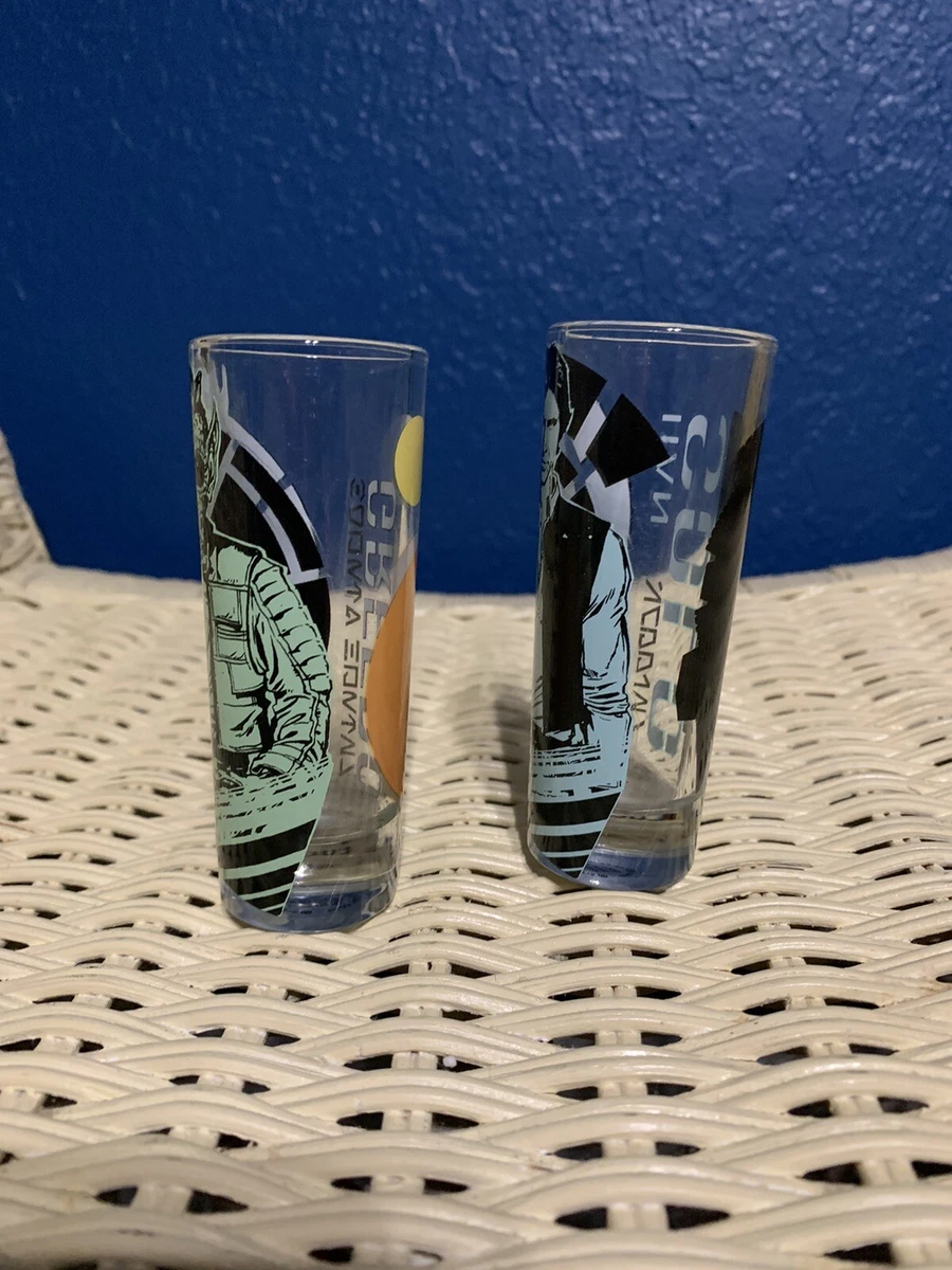 STAR WARS MINI (Shot) GLASS 2 PCS Set 2oz Hans Solo & Greedo Free Shipping!