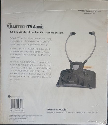 Eartech TV Audio - 2.4 GHz Wireless Premium TV Listening System-SEALED - READ - Picture 3 of 5