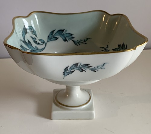 Limoges T Burroughs Fluted Floral Vines Pedestal Compote Candy Dish Gold Trim - Picture 9 of 12