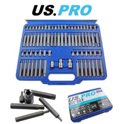 US PRO 75-teiliges Sechskant-, Spline-, Torx- & manipulationssicheres Torx-Bit-Set 2068