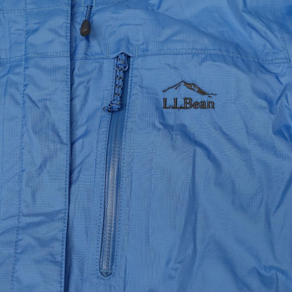 L.L. Bean Women Sz M Blue Nylon Hooded Fullzip windbreaker Rain Jacket