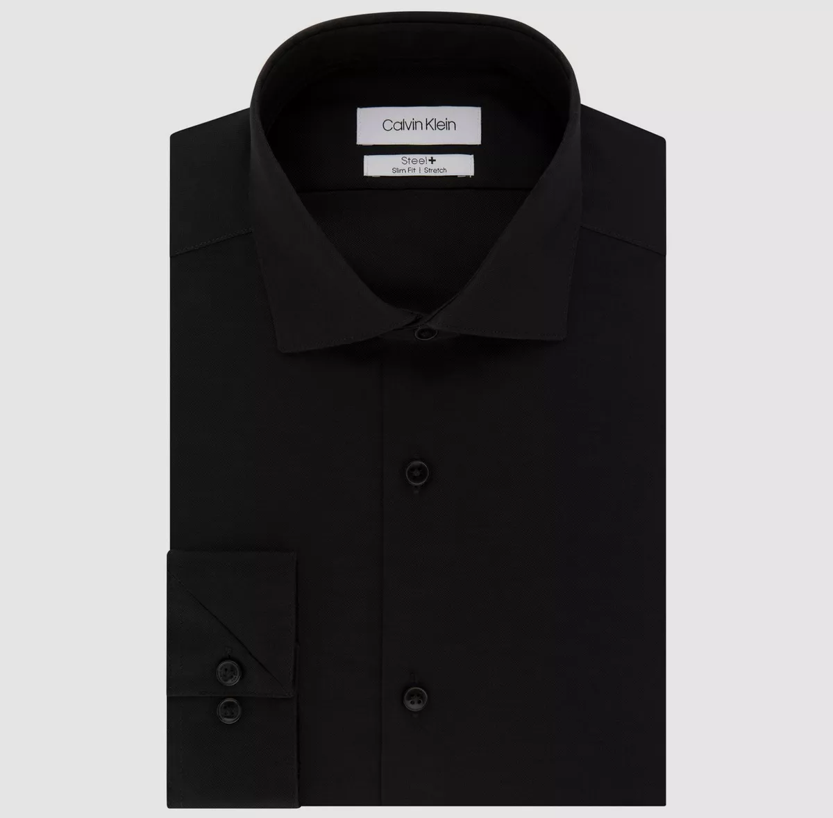 80 Calvin Klein Men s Black Steel Slim Fit Non Iron Dress Shirt