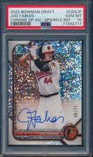 PSA 10 JUD FABIAN AUTO 1st 2022 Bowman Chrome SPARKLES REFRACTOR /71 RC GEM MINT