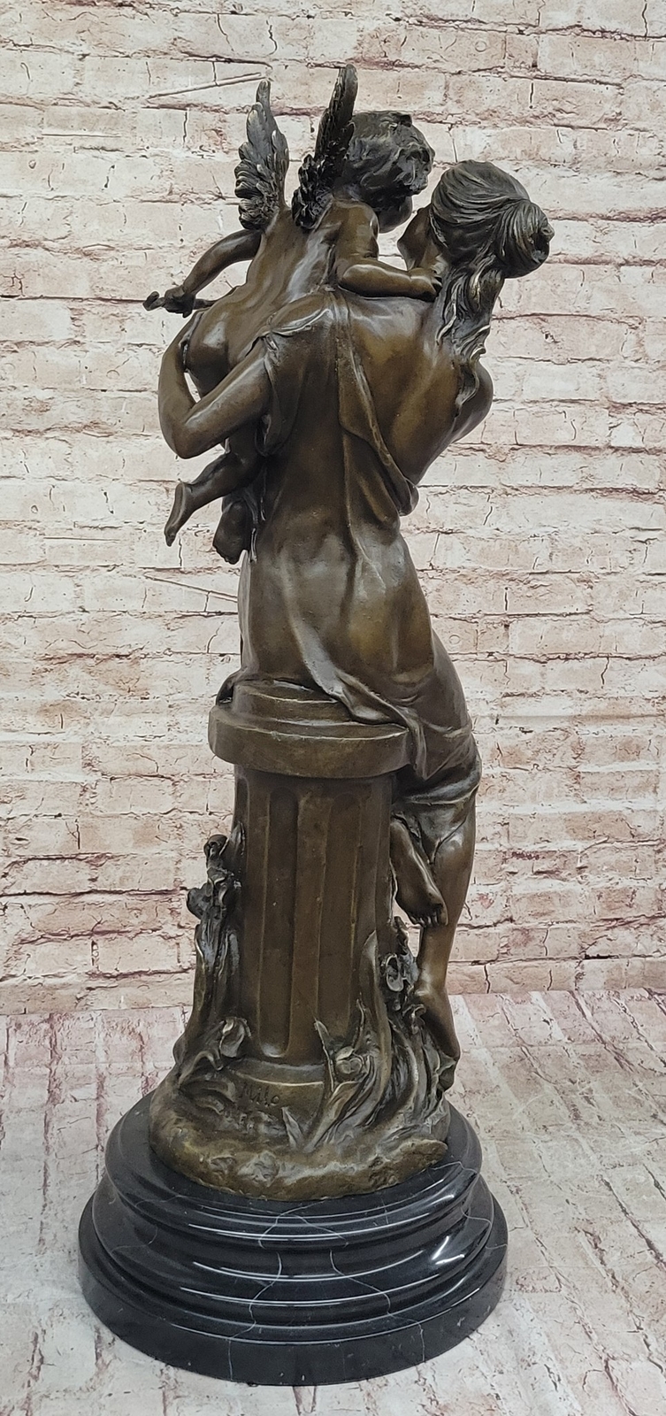 STATUA SCULTURA IN bronzo vecchio scugnizzo Napoletano su base marmo