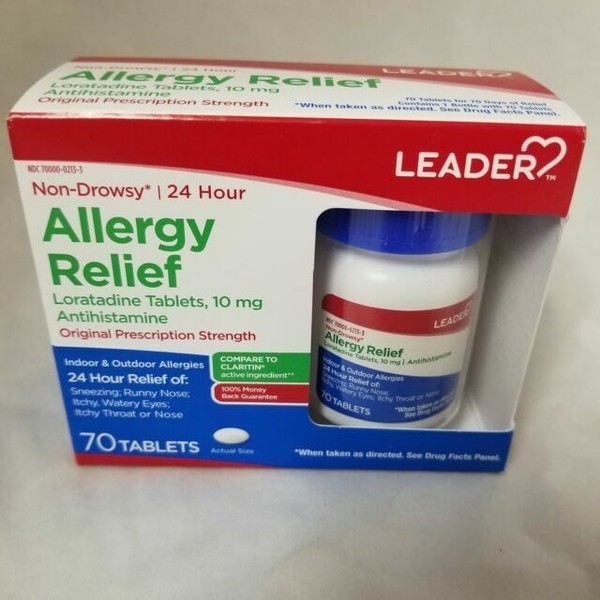 Leader Allergy Relief 24 Hour 10mg Tablets 70 Ct 096295130751yn for