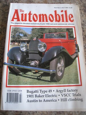 THE AUTOMOBILE JUL 1990 BUGATTI TYPE 49 ARGYLL FACTORY BAKER ELECTRIC AUSTIN AME
