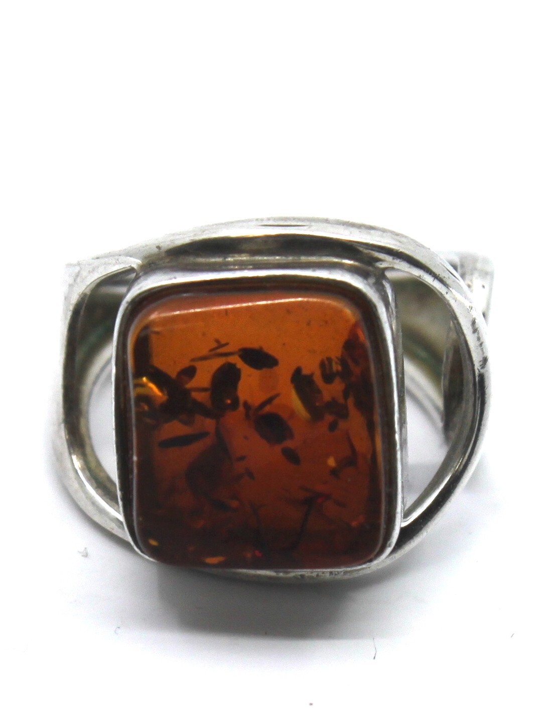Amber Square Statement Ring in Sterling Silver Sz… - image 7