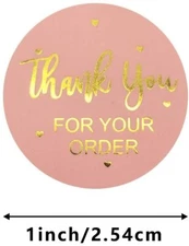 40 ' Thank You For Your Order ' Stickers Envelope Small Business 1 Inch Round