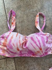 NEW SHADE SHORE WOMEN 34c BIKINI TOP Pads Pink Underwire Light Lift Tye Dye