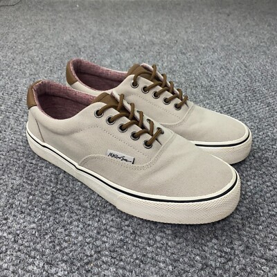 Maui Sons Canvas Shoes Mens Beige Casual Sneaker Boat Summer